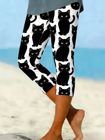 Cardydony Women's Cute Cat Print Casual Leggings