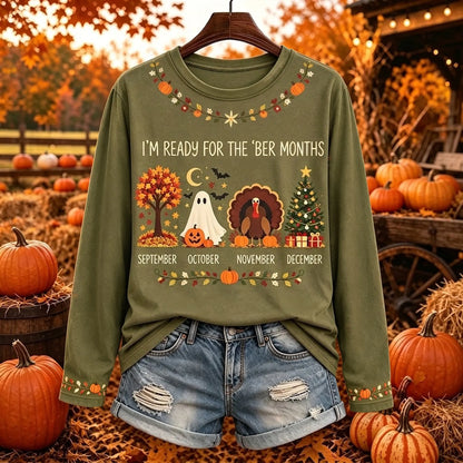 Cardydony Women's Retro Autumn Casual Round Neck Top