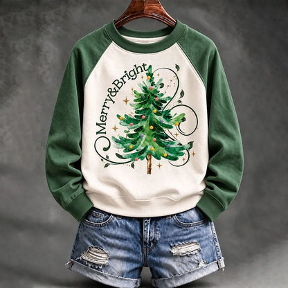 Cardydony Women's Christmas Tree Print Casual Sweathirt