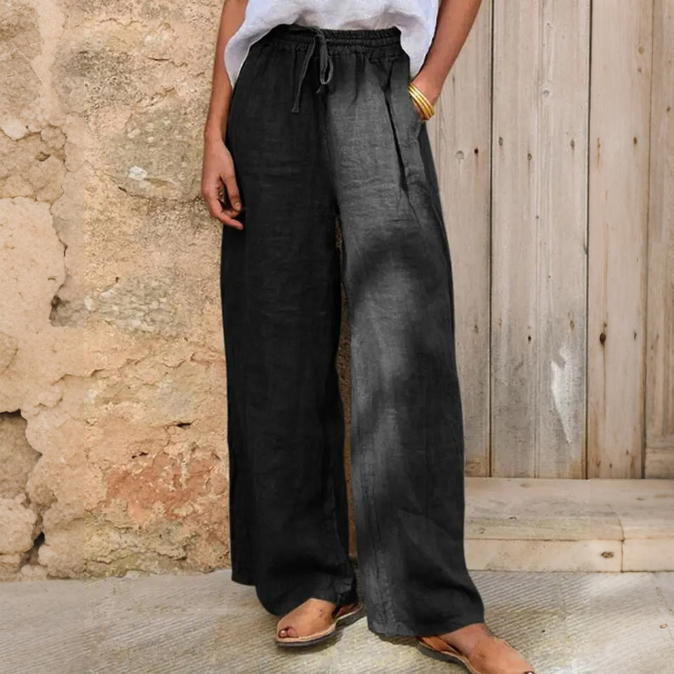 Cardydony Casual Loose Drawstring Solid Color Linen Pants
