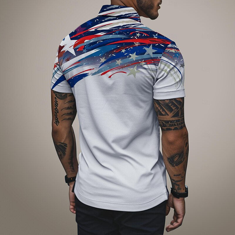 Cardydony Men's Vintage America's 250th Anniversary Print Polo Shirt
