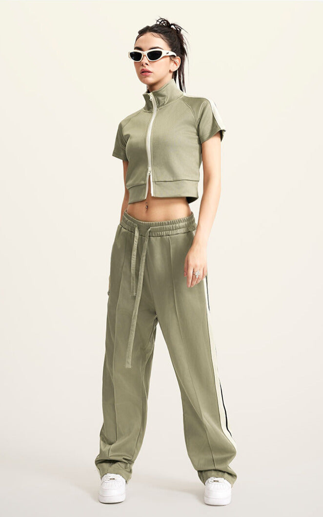 Cardydony Women's Zip-Up Crop Top | Y2K Athletic Style