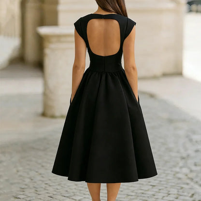 Cardydony Classy Wide Skirted Backless Maxi Dress