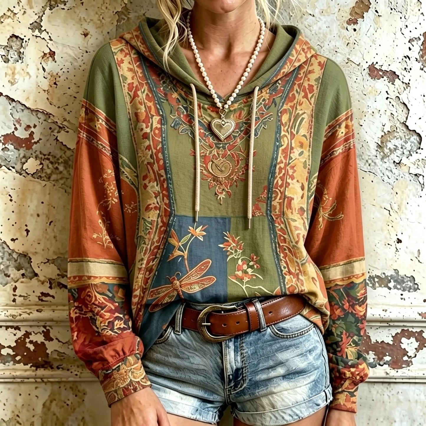 Cardydony Women's Dragonfly And Floral Art Hoodie