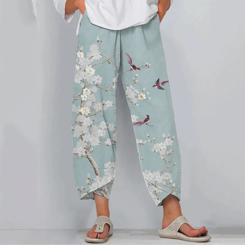 Cardydony Floral Print Loose Casual Pants