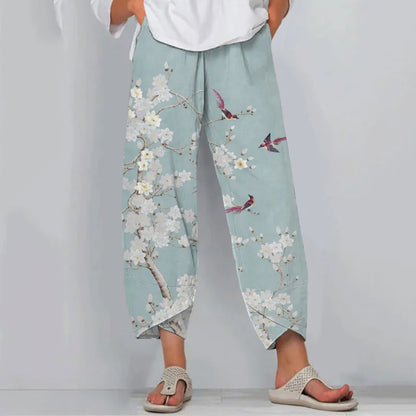 Cardydony Floral Print Loose Casual Pants