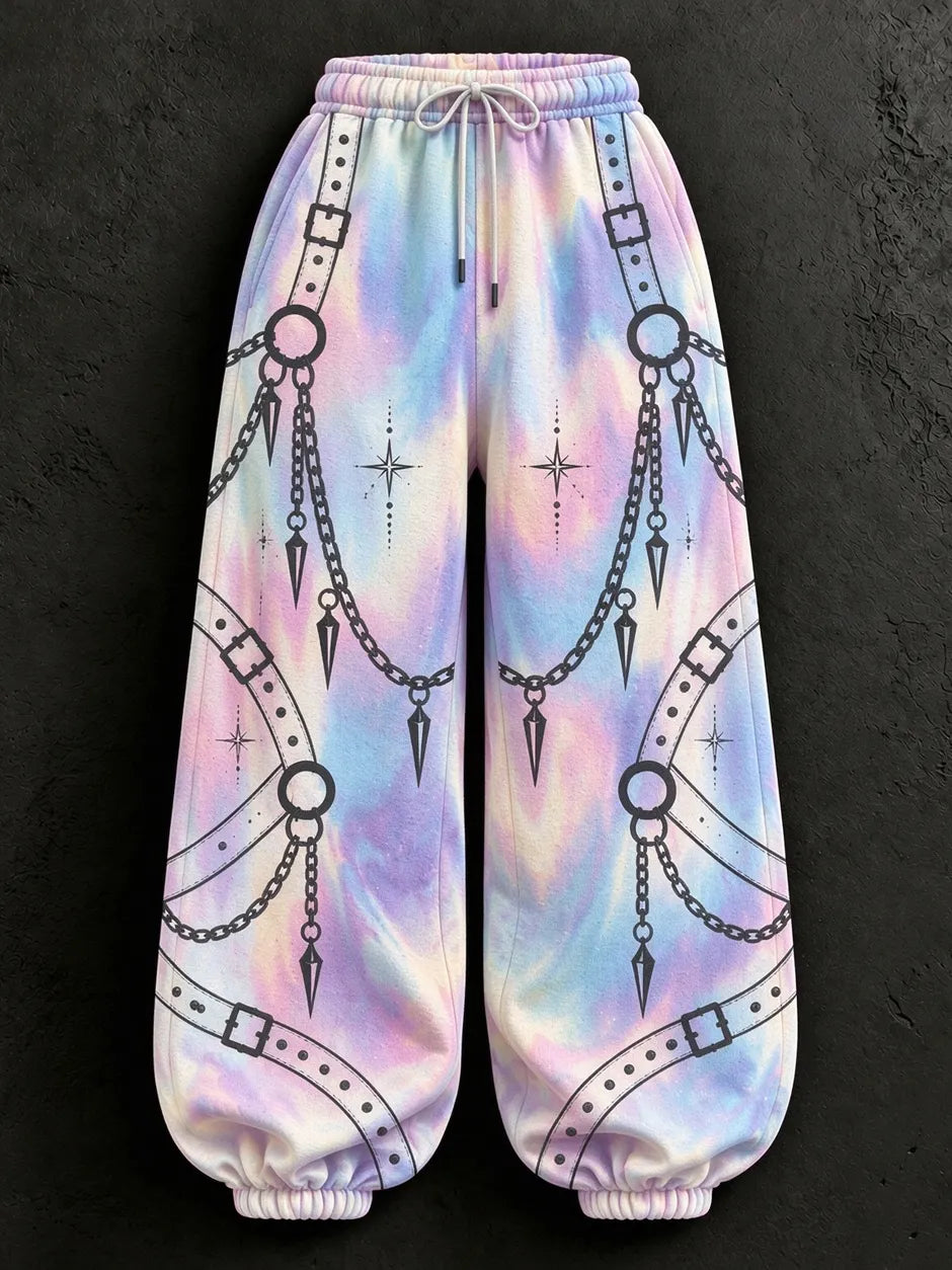 Cardydony Women's Stylish Tech Inspired Art Print Casual Pants