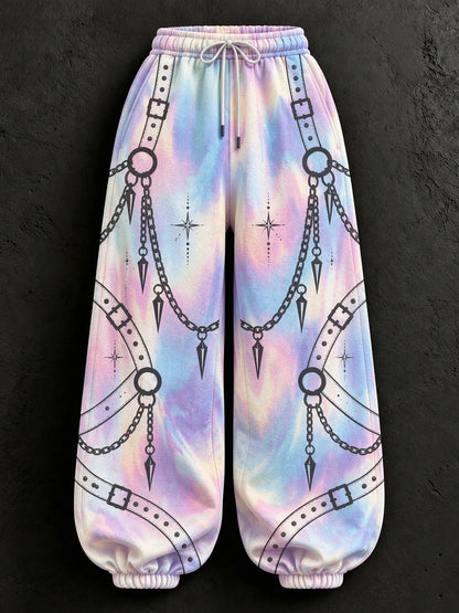 Cardydony Women's Stylish Tech Inspired Art Print Casual Pants