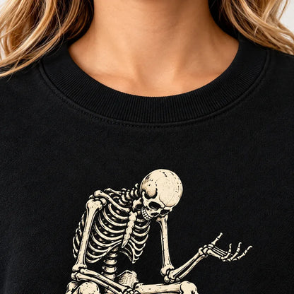 Cardydony Women's Gothic Spilled Coffee Skeleton Graphic Funny Quote Sweatshirt
