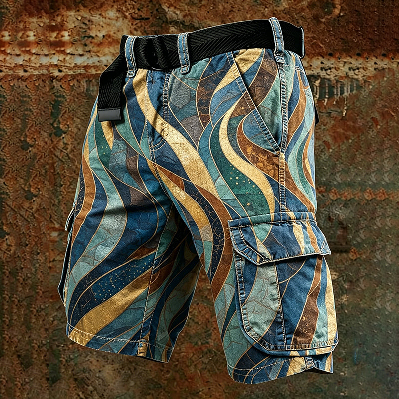 Cardydony Retro Ethnic Striped Outdoor Shorts