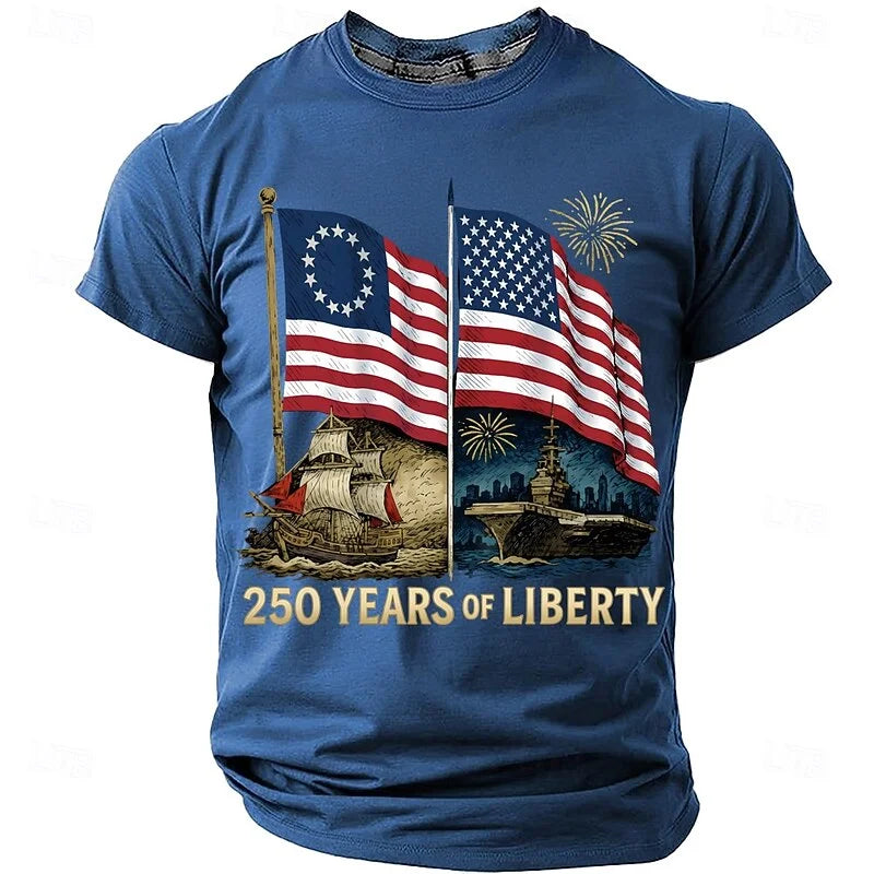 Cardydony Men's 250 Years Of Liberty Graphic T Shirt