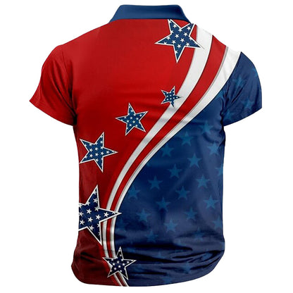 Cardydony Men's Retro America's 250th Anniversary Print Polo Shirt