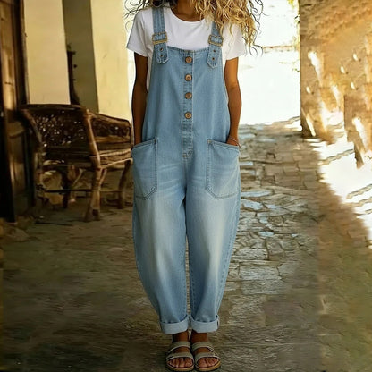 Cardydony Women's Vintage Distressed Washed Jumpsuit