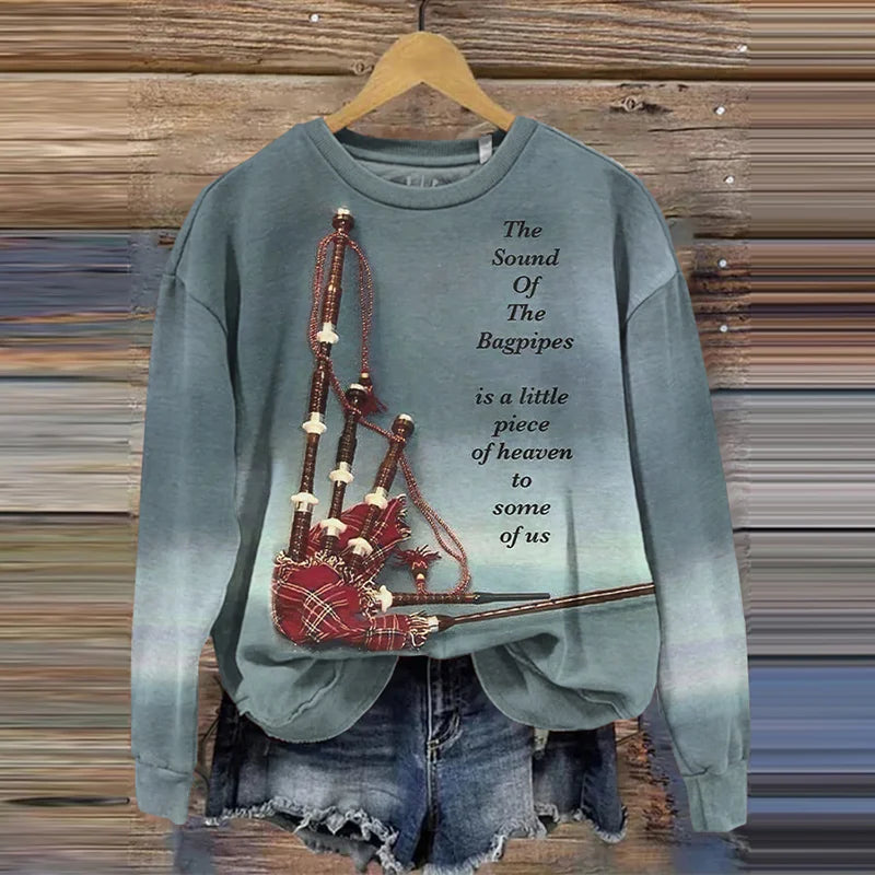 Cardydony Scotland Print Crew Neck Long Sleeve Sweatshirt