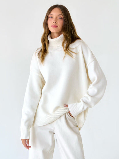Cardydony Women's Chunky Knit Oversized Ribbed Turtleneck Sweater
