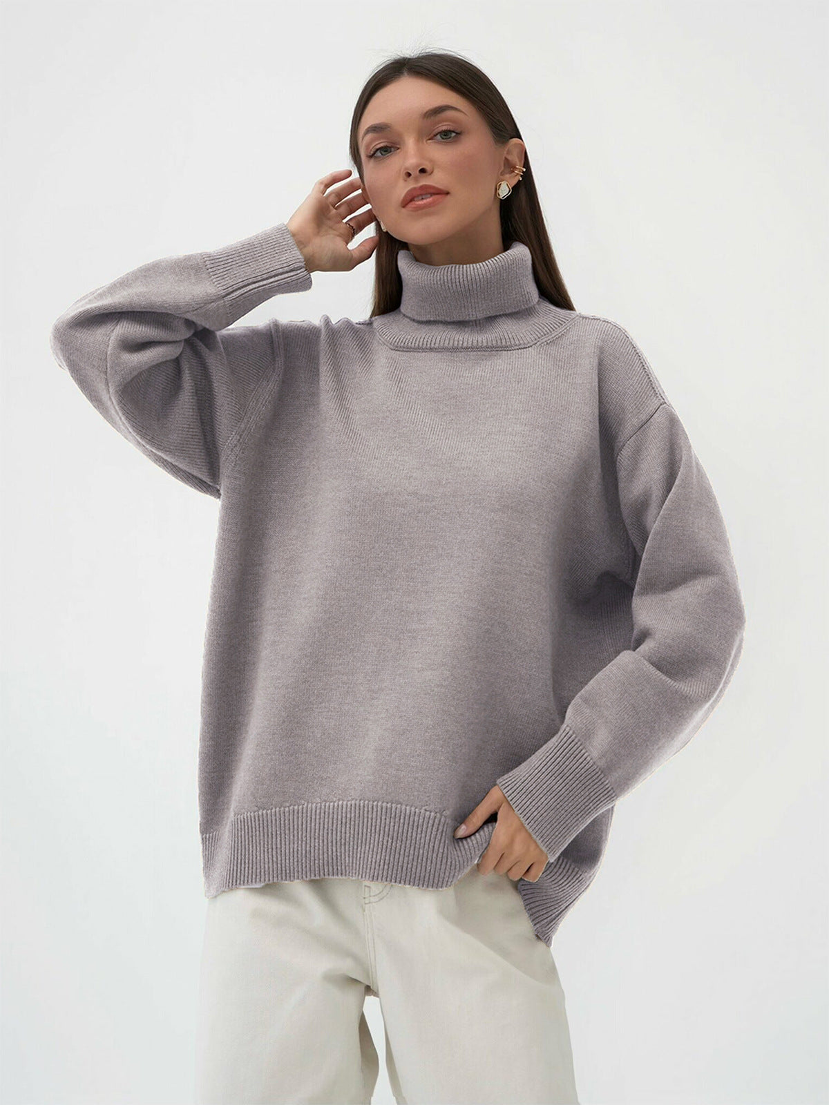 Cardydony Women's Chunky Knit Oversized Ribbed Turtleneck Sweater
