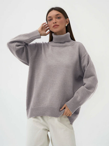 Cardydony Women's Chunky Knit Oversized Ribbed Turtleneck Sweater