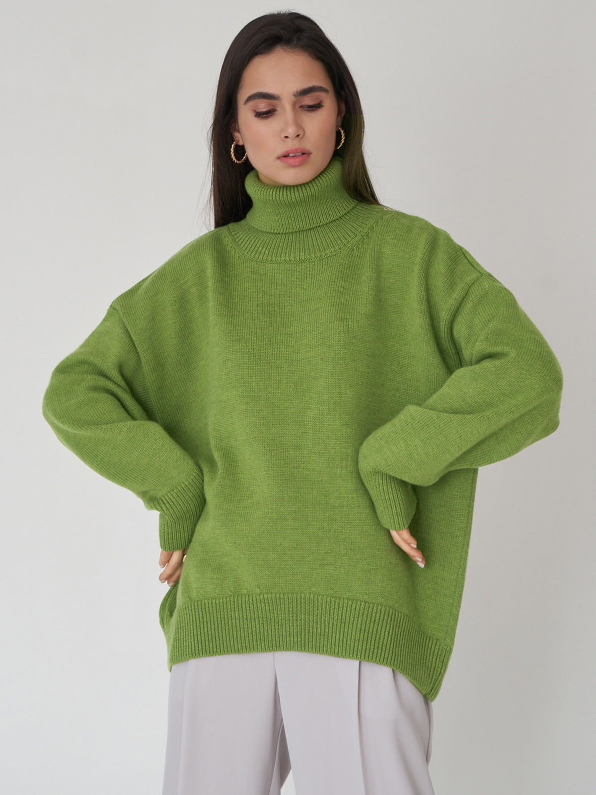 Cardydony Women's Chunky Knit Oversized Ribbed Turtleneck Sweater