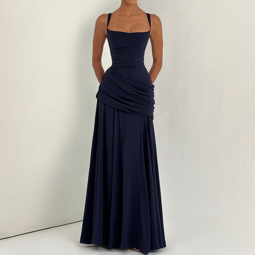 Cardydony Elegant Solid Color Waistless Backless Fishtail Dress