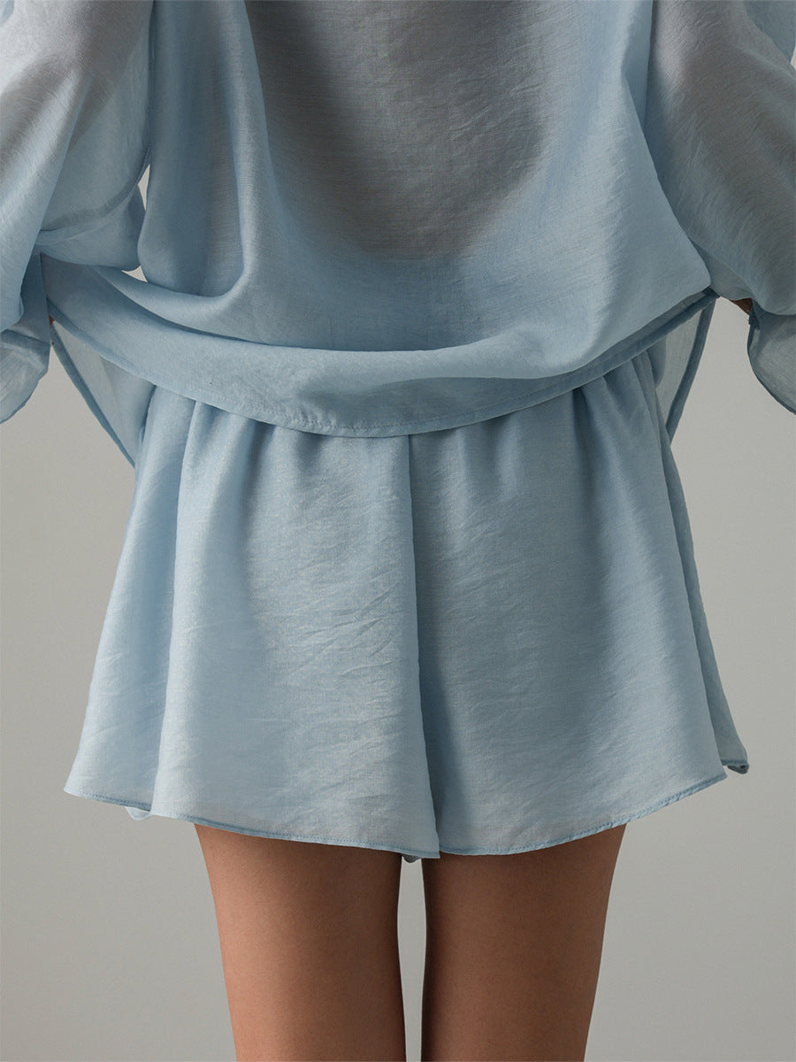 Cardydony Women's Tencel Ruffle Shirt and Shorts Set – Flowy Summer Two-Piece Outfit