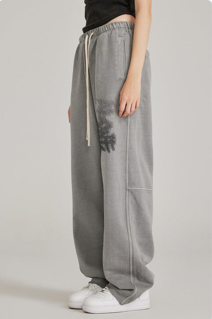 Cardydony Women's Washed Effect Wide-Leg Pants