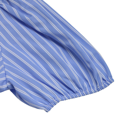 Cardydony Women's Striped Bow-Tie Mini Dress | Puff Sleeve A-Line Dress
