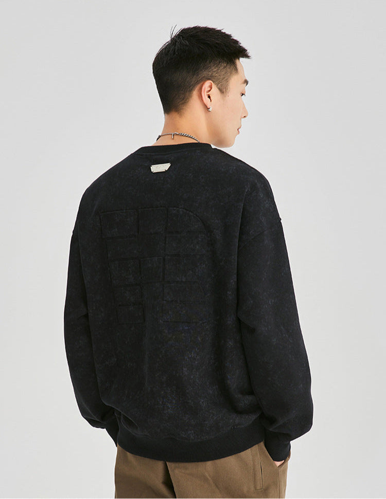 Cardydony Embossed Vintage Wash Cotton Blend Sweatshirt