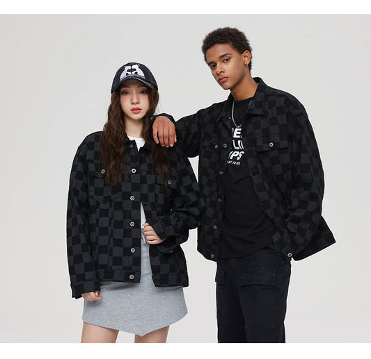 Cardydony Checkered Print Utility Jacket