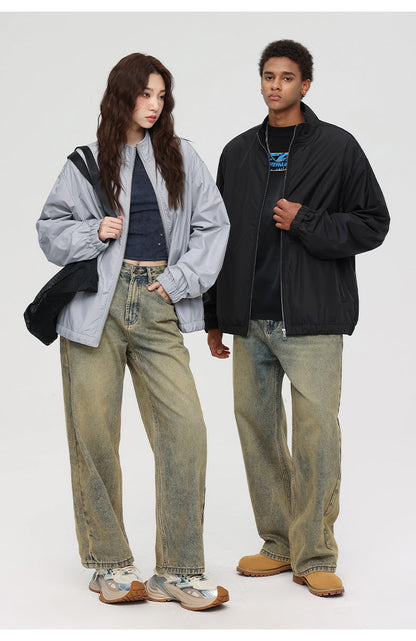 Cardydony Oversized Balloon Sleeve Bomber Jacket