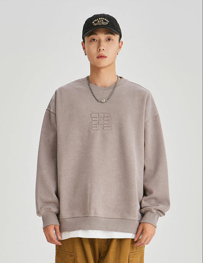 Cardydony Embossed Vintage Wash Cotton Blend Sweatshirt