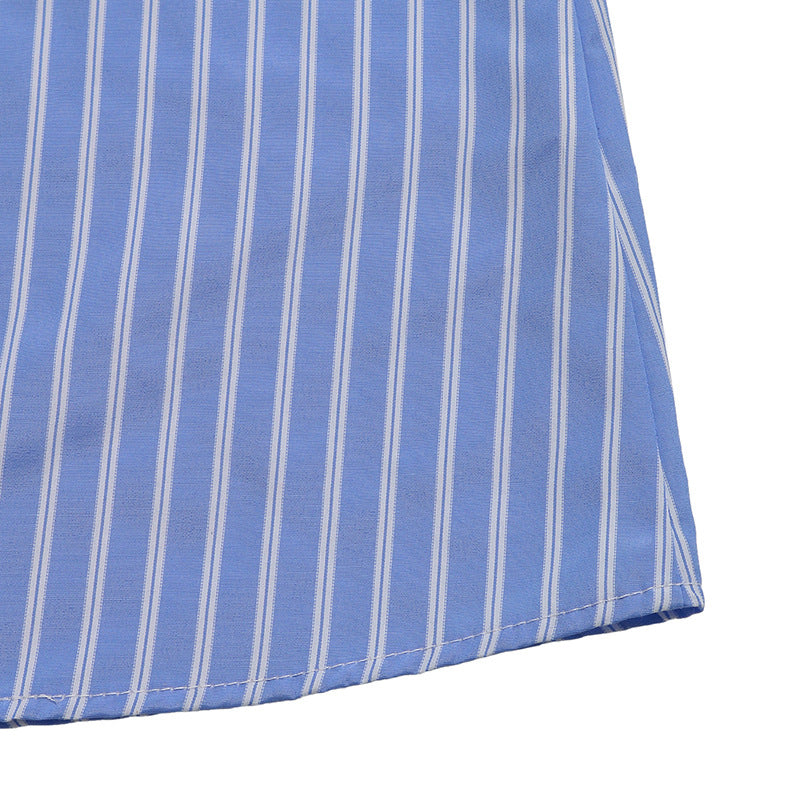 Cardydony Women's Striped Bow-Tie Mini Dress | Puff Sleeve A-Line Dress