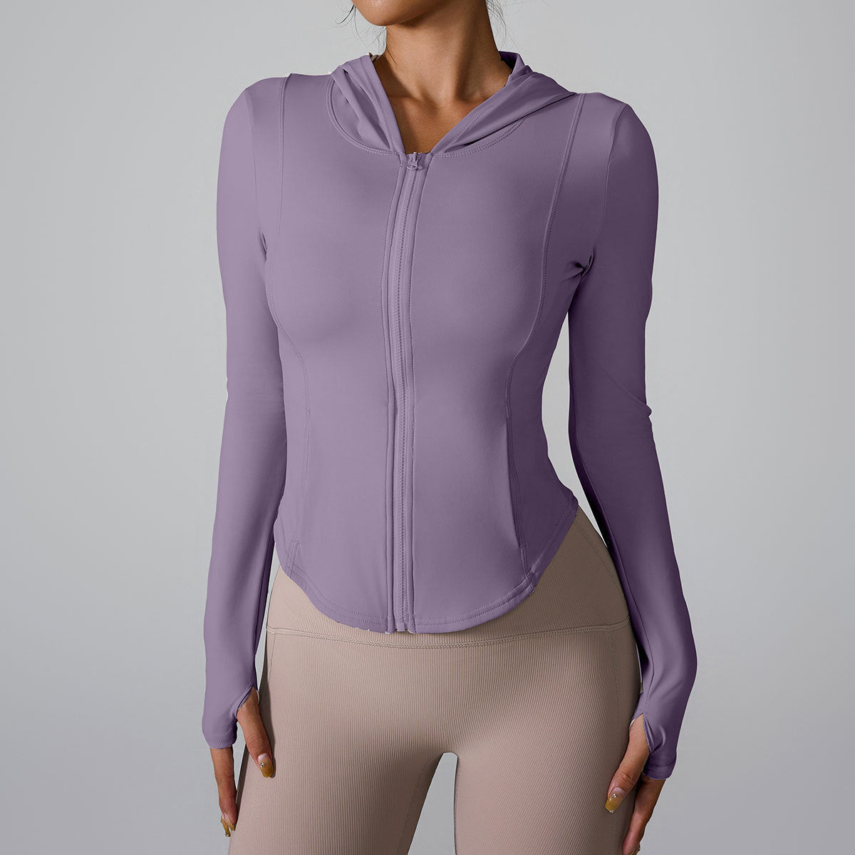 Cardydony Women's Slim-Fit Hooded Sports Jacket with Thumbholes
