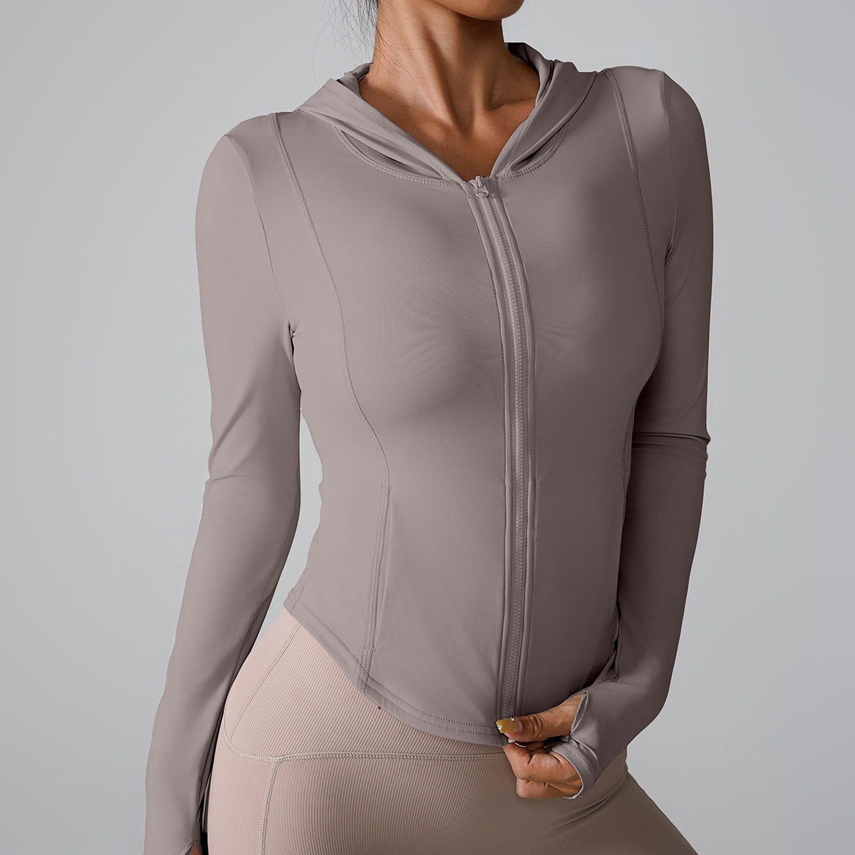 Cardydony Women's Slim-Fit Hooded Sports Jacket with Thumbholes