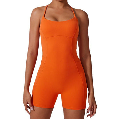 Cardydony Women's Strappy Back One-Piece Romper - Sleek and Supportive