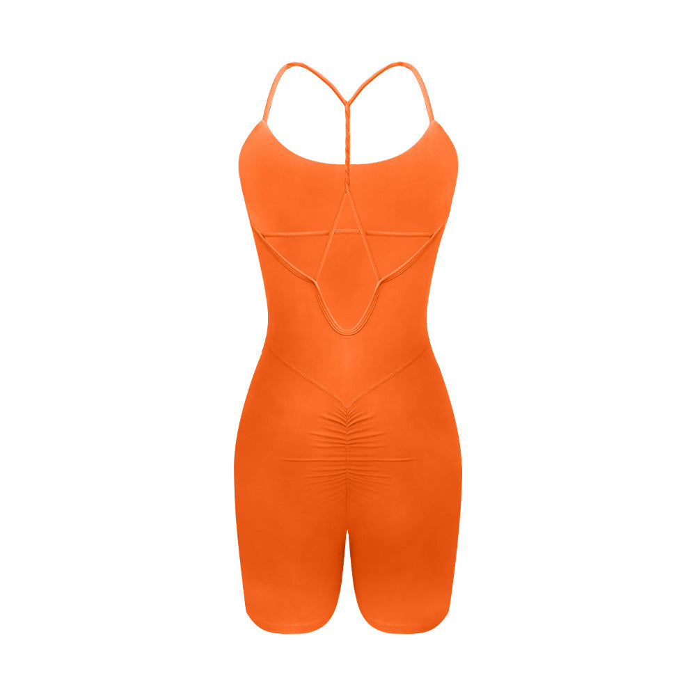 Cardydony Women's Strappy Back One-Piece Romper - Sleek and Supportive