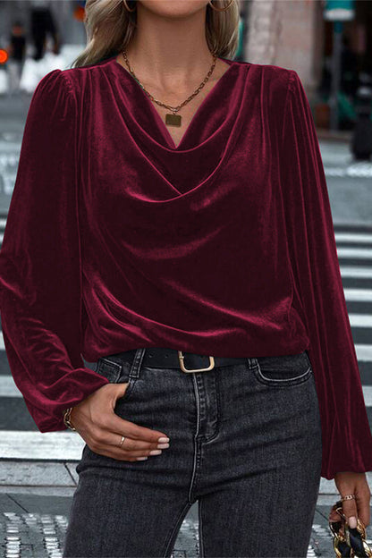Cardydony Women's Fashionable Velvet Long-sleeved Loose Casual Top