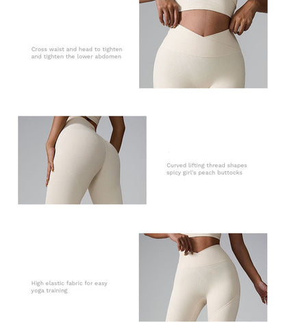 Cardydony Women's Seamless High-Waist Leggings - Ribbed Design for a Flattering Fit