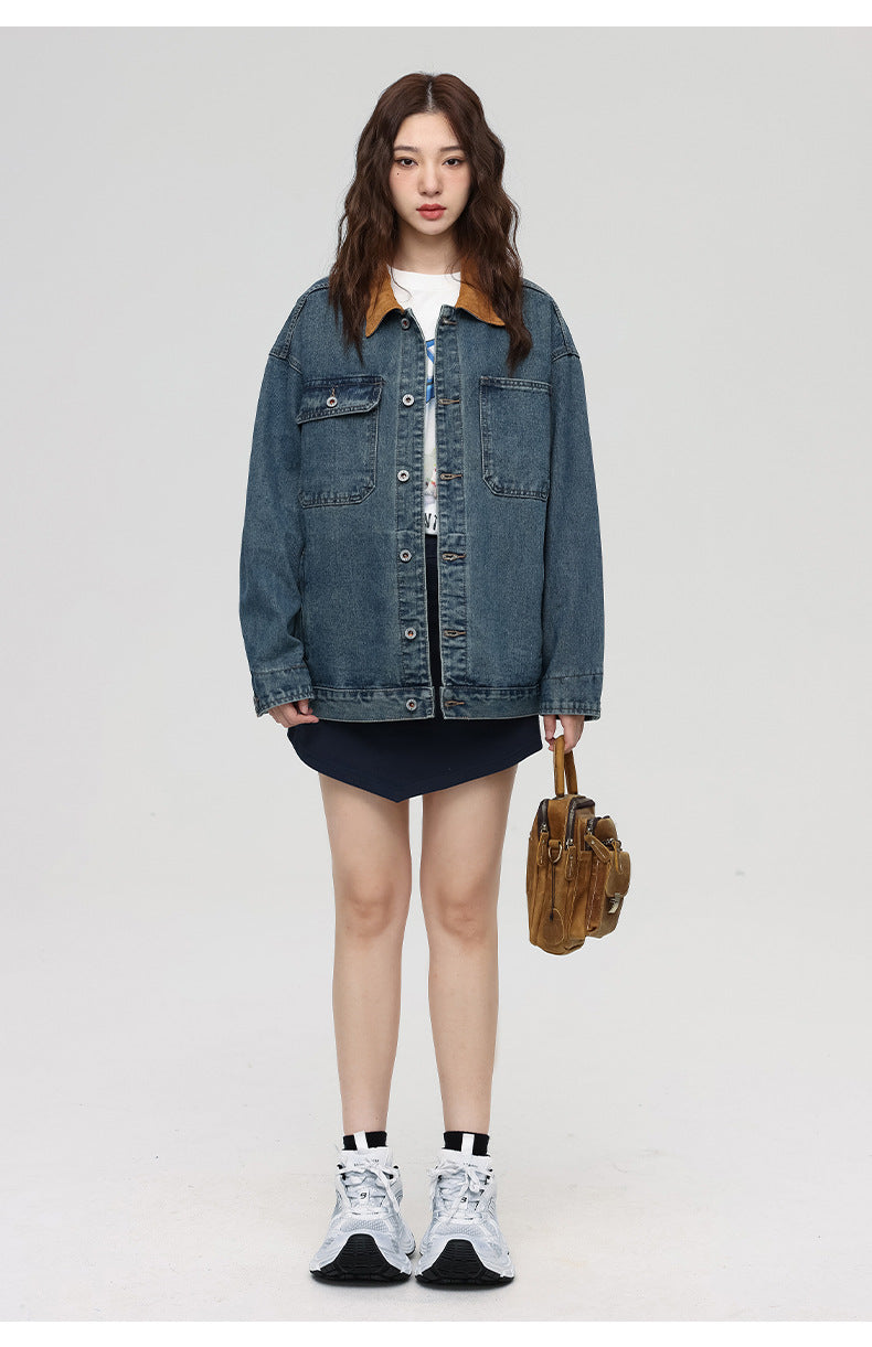 Cardydony Workwear Utility Contrast Collar Jacket