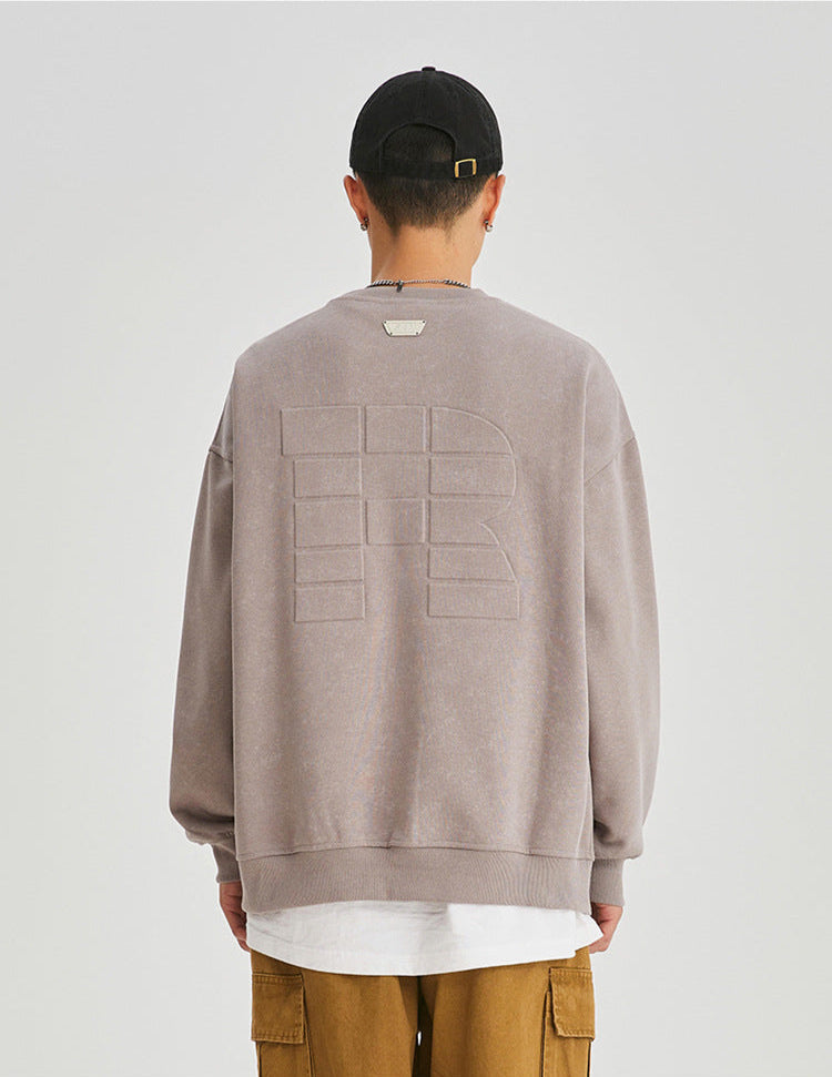 Cardydony Embossed Vintage Wash Cotton Blend Sweatshirt