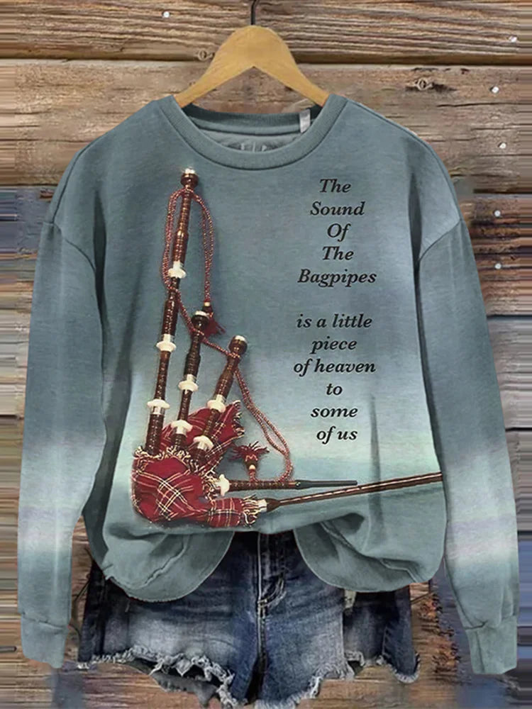 Cardydony Scotland Print Crew Neck Long Sleeve Sweatshirt