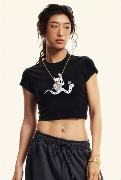 Cardydony Women's Essential Pop Cropped Cotton Tee