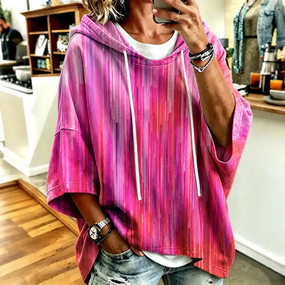 Cardydony Women's Retro Bohemian Hippie Style Abstract Geometric Print Hooded Sweatshirt
