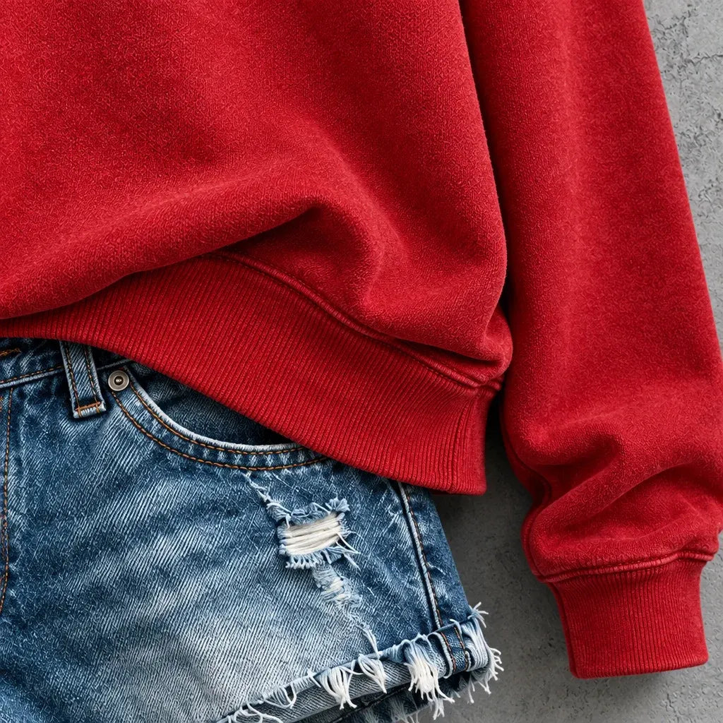 Cardydony Women's Playful Christmas Music Characters Graphic Relaxed Fit Red Crewneck Sweatshirt