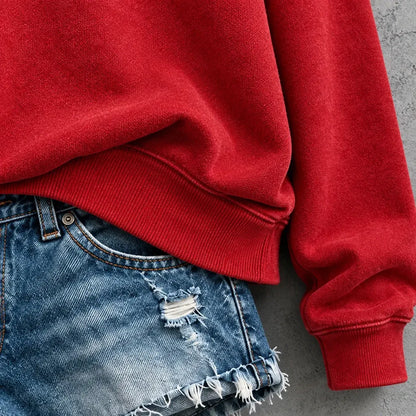 Cardydony Women's Playful Christmas Music Characters Graphic Relaxed Fit Red Crewneck Sweatshirt