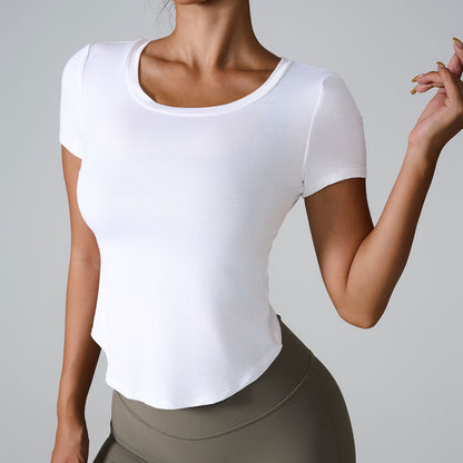 Cardydony Women's Twist-Back Short Sleeve Yoga Top