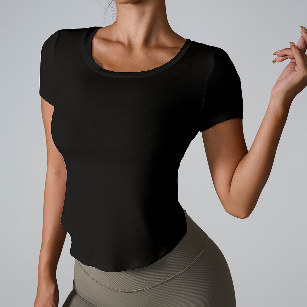 Cardydony Women's Twist-Back Short Sleeve Yoga Top