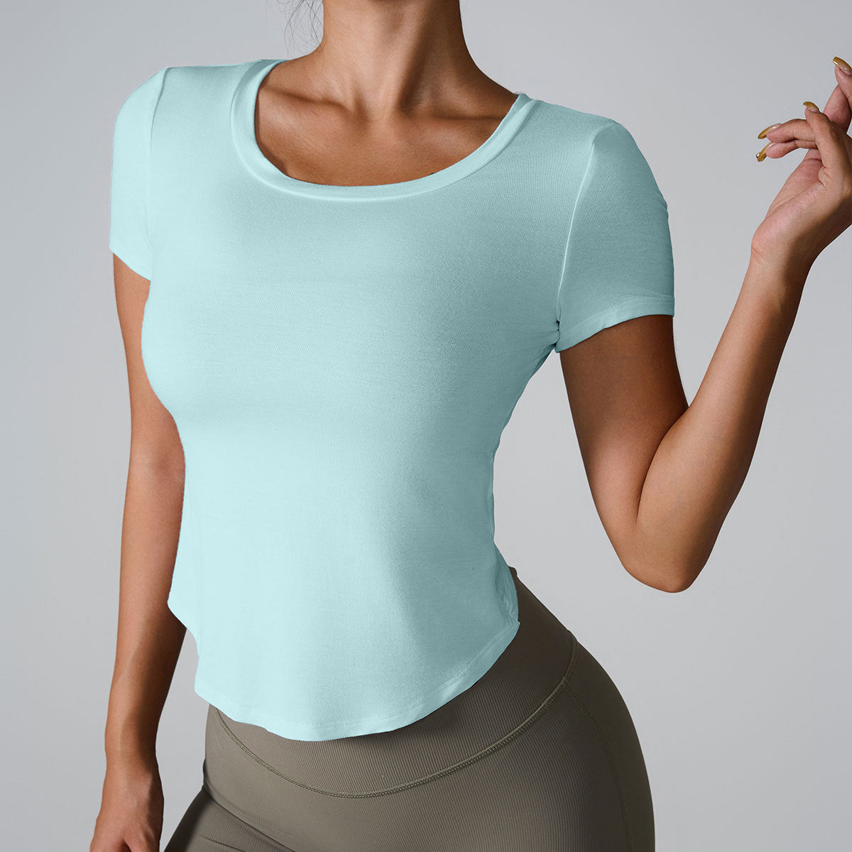 Cardydony Women's Twist-Back Short Sleeve Yoga Top