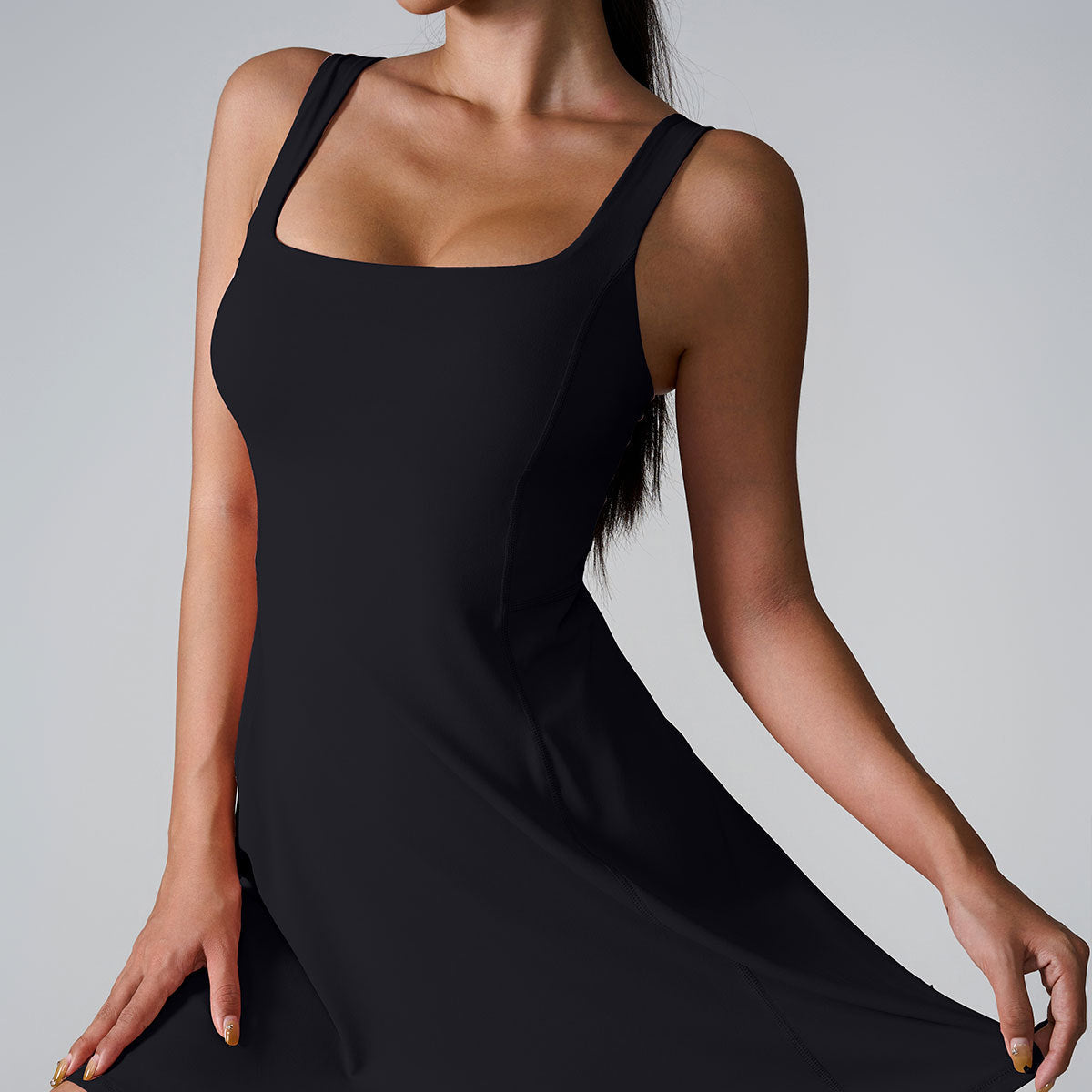 Cardydony Women's Square-Neck A-Line Tank Dress