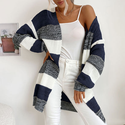 Cardydony Women's Striped Open-Front Longline Cardigan – Multicolor Options