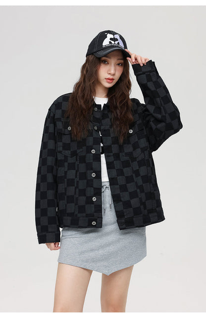 Cardydony Checkered Print Utility Jacket